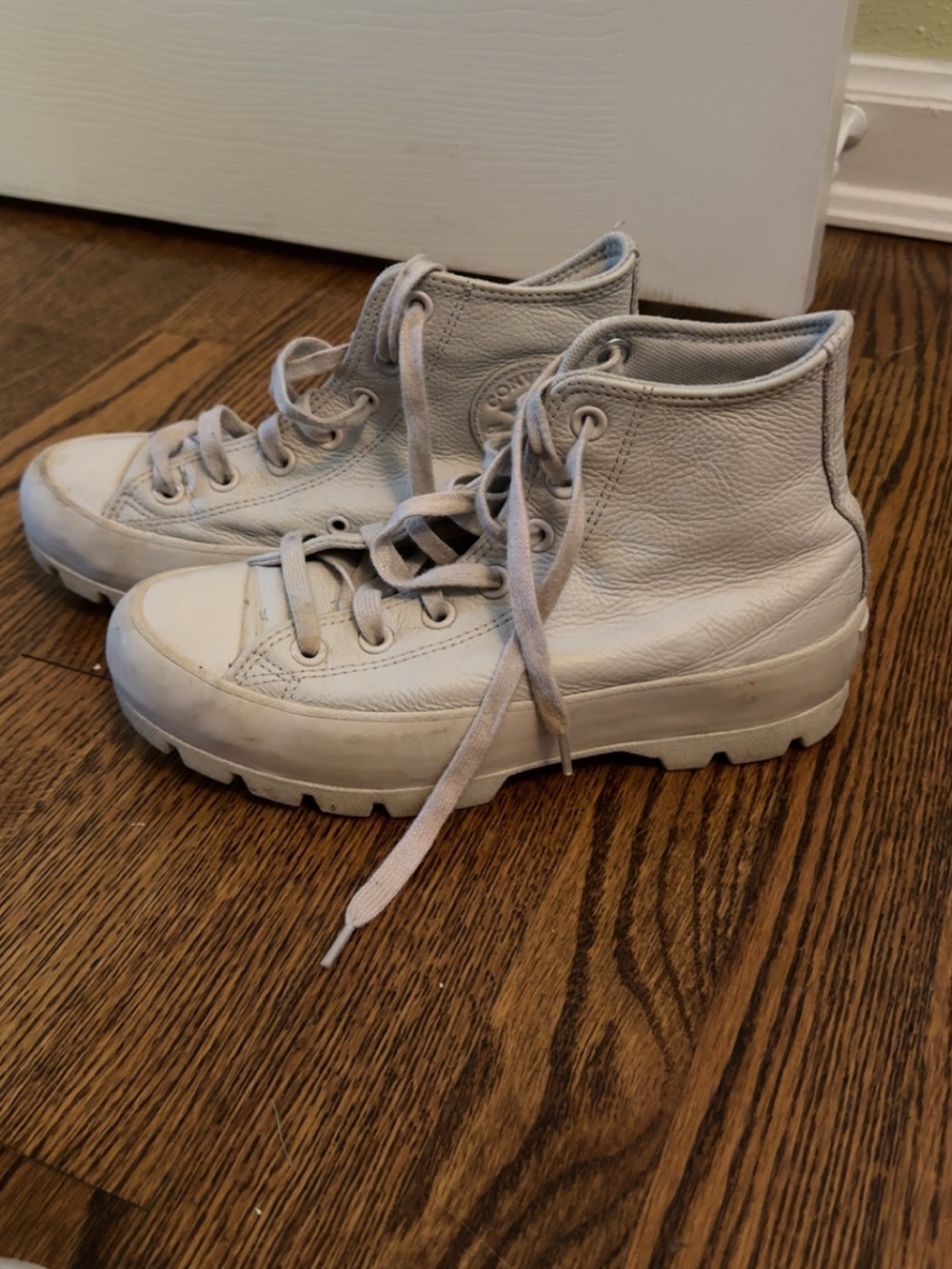 Off white leather converse